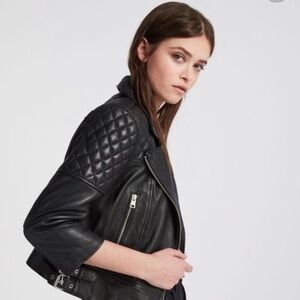 All Saints Women’s Leather Biker Jacket Size 4
